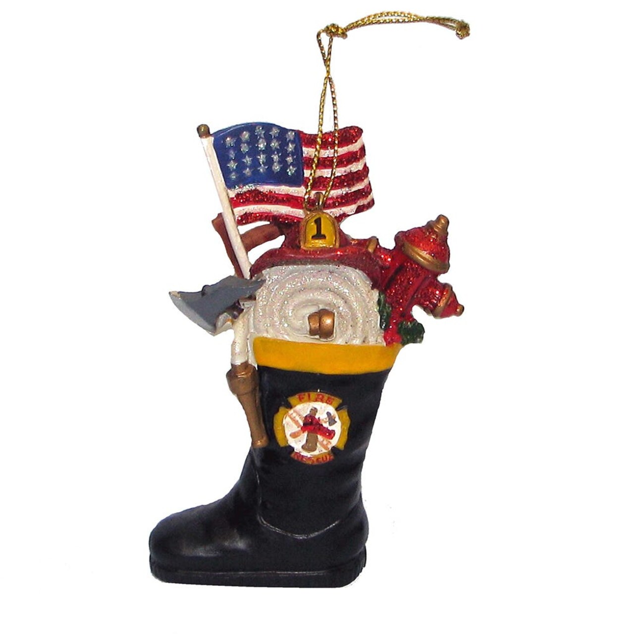 3" Firefighter's Boot Ornament – Unique Resin Christmas Tree Decoration